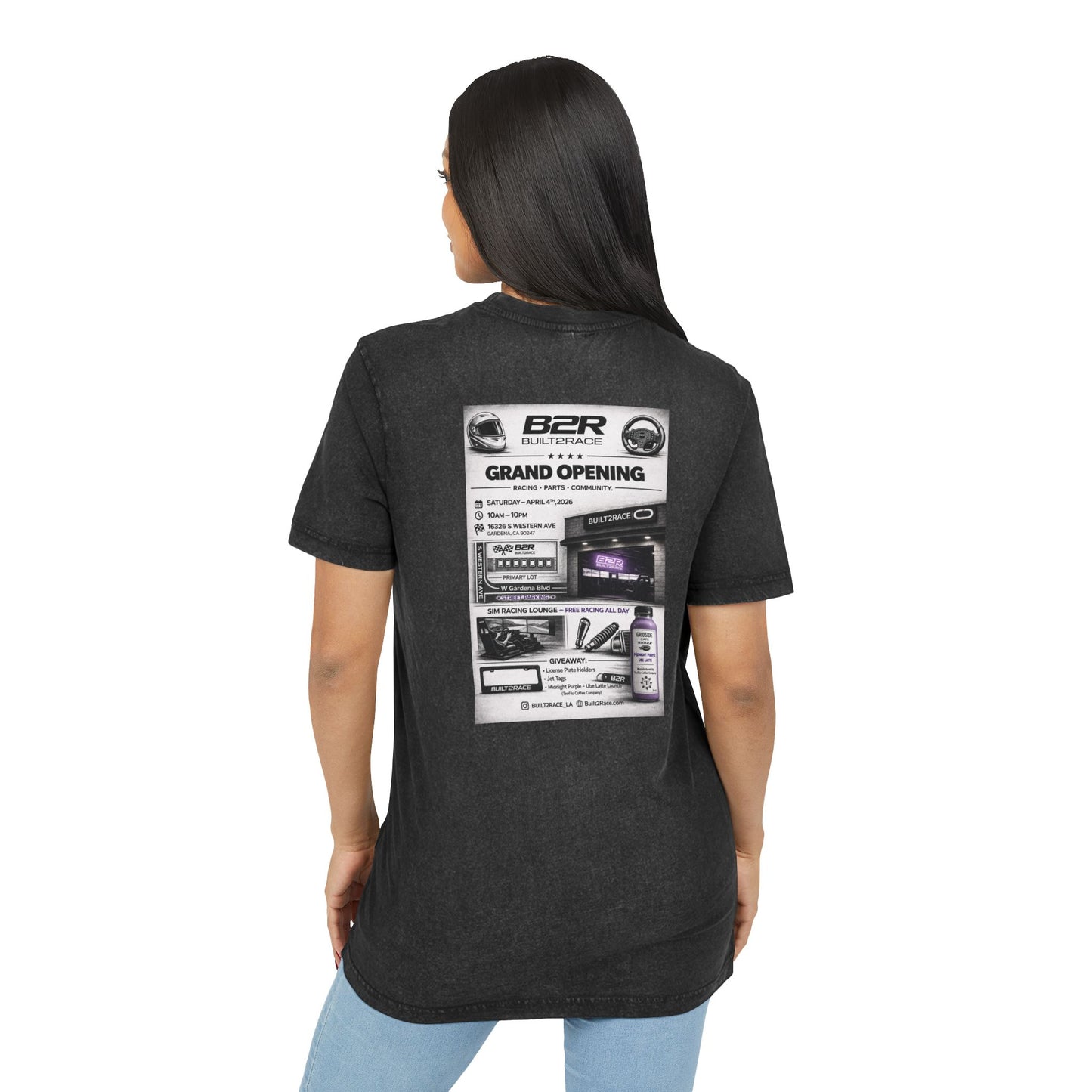 Acid Wash Graphic Tee — B2R Grand Opening Poster Back Print