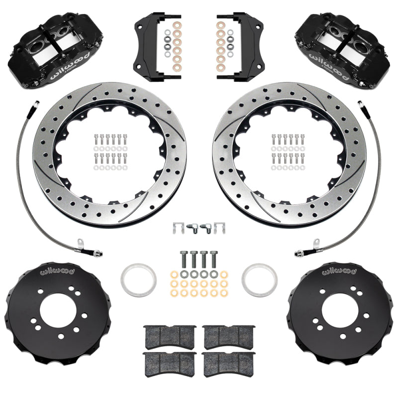 Wilwood 99-02 Nissan Skyline Superlite 6R Front BBK w/ 12.88in D/S Rotors & Flexlines - Black
