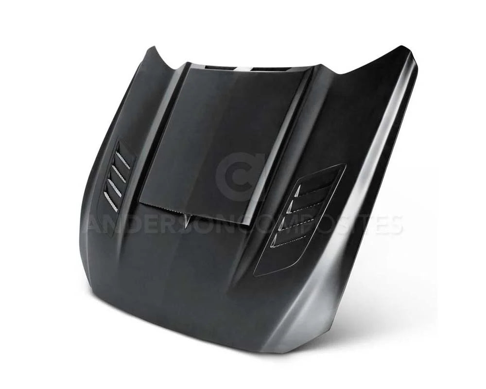 Anderson Composites Fiberglass Ram Air Hood Ford Mustang GT 2015-2017