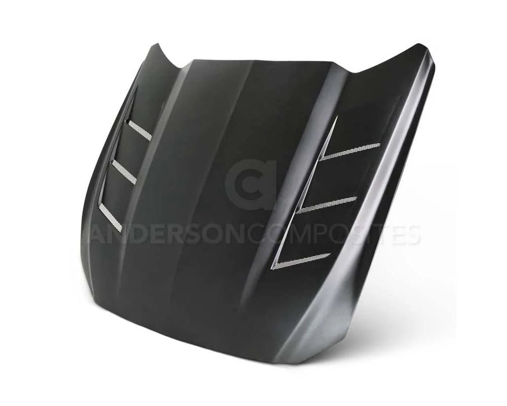 Anderson Composites Heat Extractor Fiberglass Hood Ford Mustang GT 2015-2017
