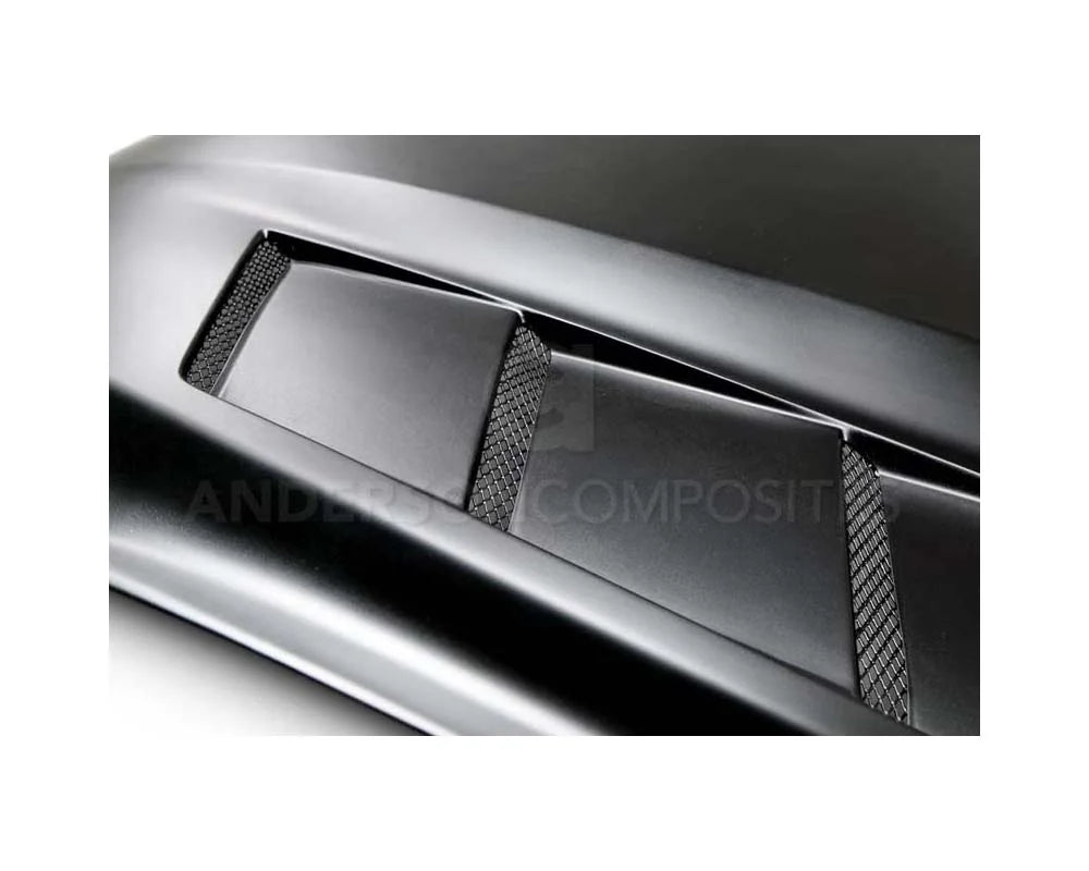 Anderson Composites Heat Extractor Fiberglass Hood Ford Mustang GT 2015-2017