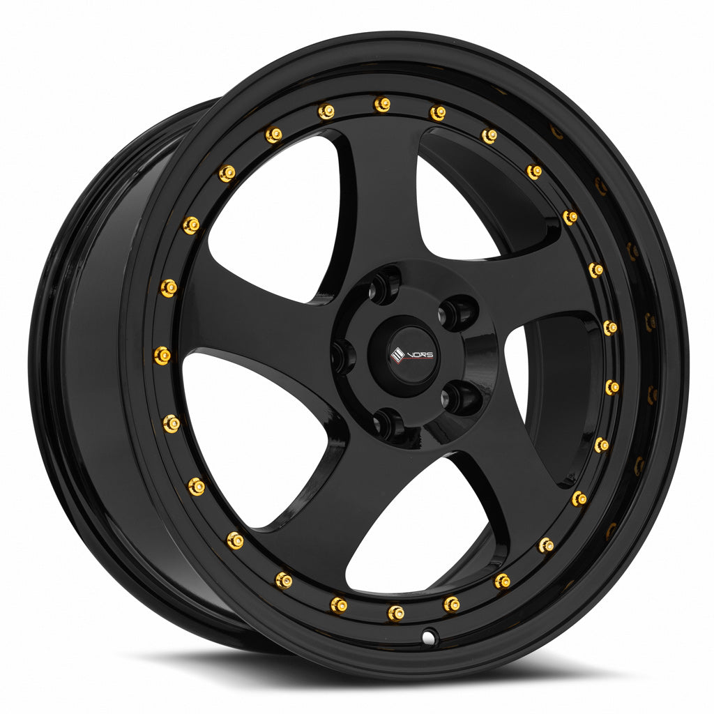 Vors VR2 18x8 5x120 35 All Black Gold Rivet