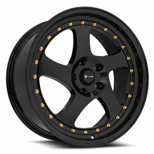 Vors VR2 18x8 5x112 35 All Black Gold Rivet
