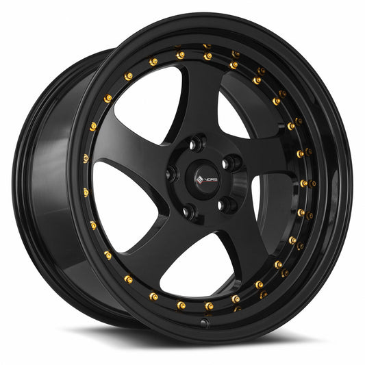 Vors VR2 18x9 5x120 35 All Black Gold Rivet