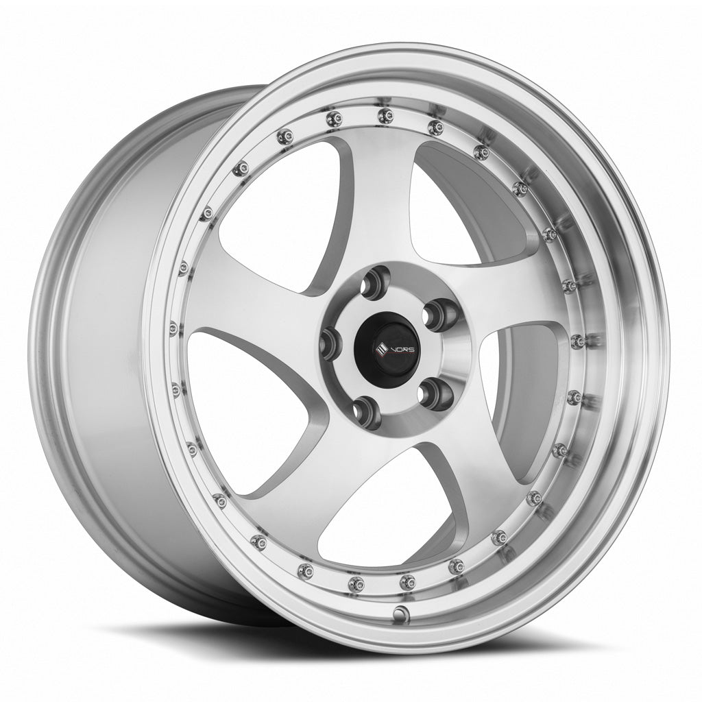 Vors VR2 18x9 5x114.3 35 Silver Machine Face Lip Chrome Rivet