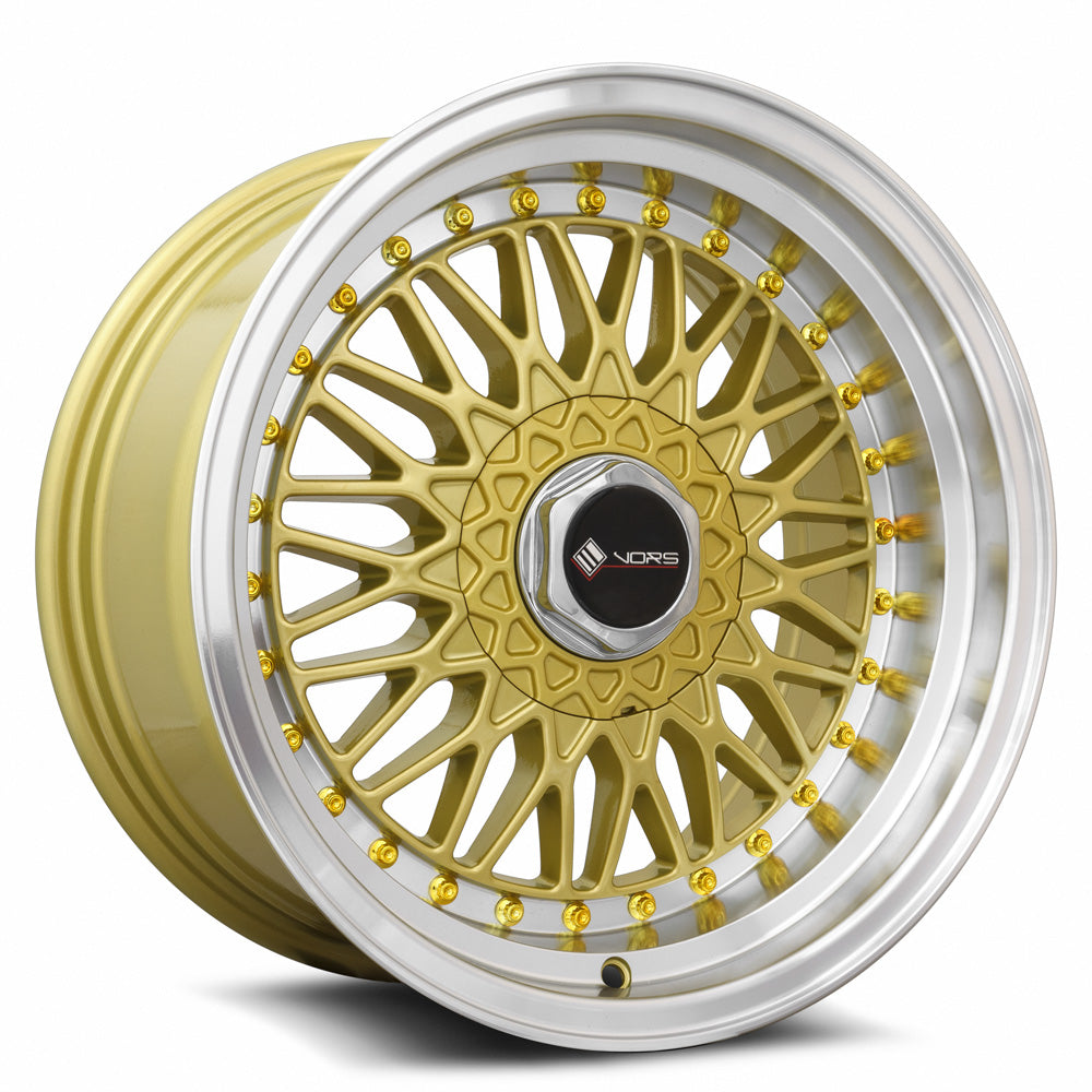 Vors VR3 16x8 5x100 20 Gold Machine Lip Gold Rivet