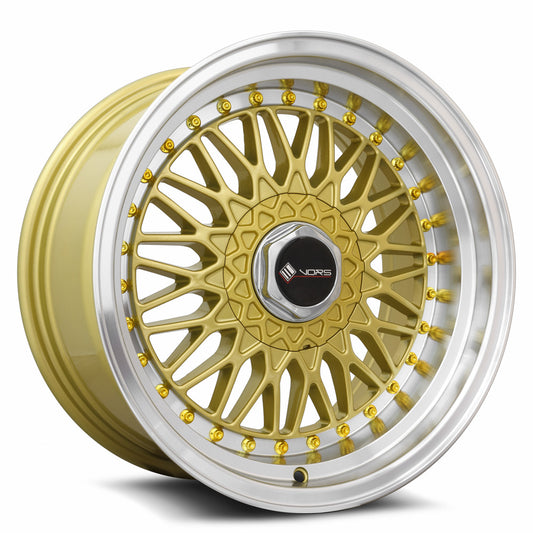 Vors VR3 16x8 5x114.3 20 Gold Machine Lip Gold Rivet