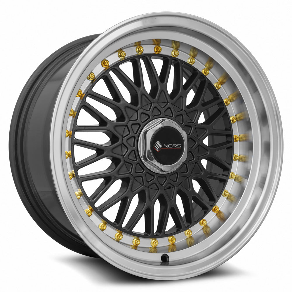 Vors VR3 16x8 4x100/4x114.3 20 Gun Metal Machine Lip Gold Rivet
