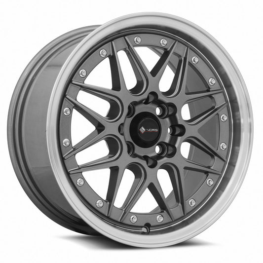 Vors VR7 16x7 4x100/4x114.3 38 Gun Metal Machine Lip Chrome Rivet
