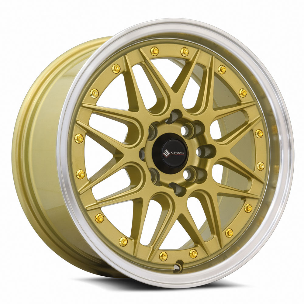 Vors VR7 15x7 4x100/4x114.3 35 Gold Machine Lip Gold Rivet