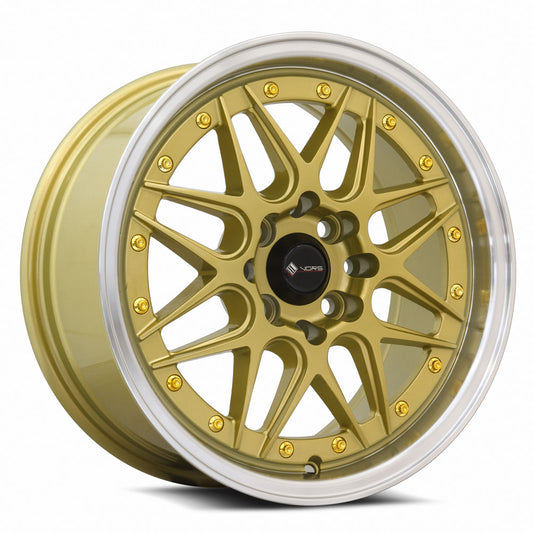 Vors VR7 15x7 4x100/4x114.3 35 Gold Machine Lip Gold Rivet