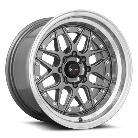 Vors VR7 15x8 4x100/4x114.3 0 Gun Metal Machine Lip Chrome Rivet