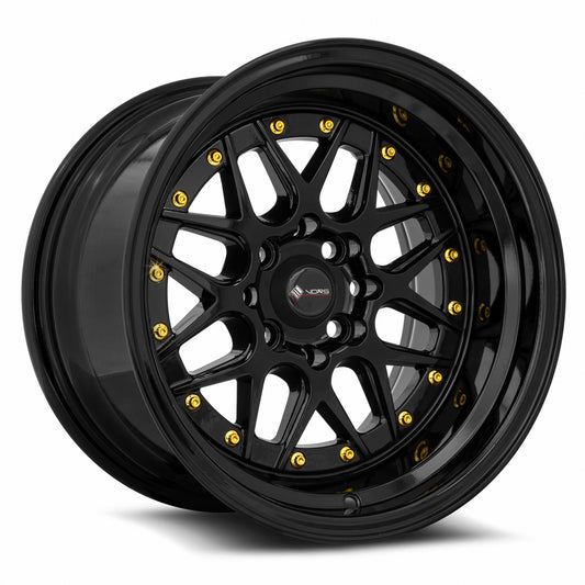 Vors VR7 15x9 4x100/4x114.3 0 All Black Gold Rivet