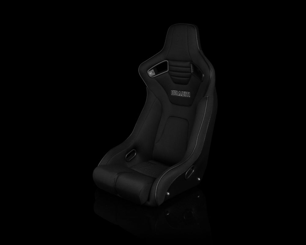 Braum Racing Elite-R Series Fixed Back Bucket Seat - Black Polo Cloth (Black Stitching|Piping)