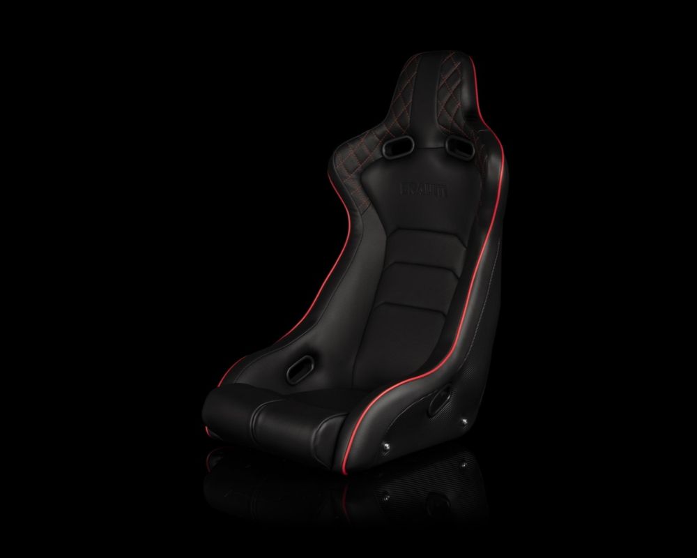 Braum Racing Venom-X Series Fixed Back Bucket Seat - Diamond Edition (Red Stitching|Piping)