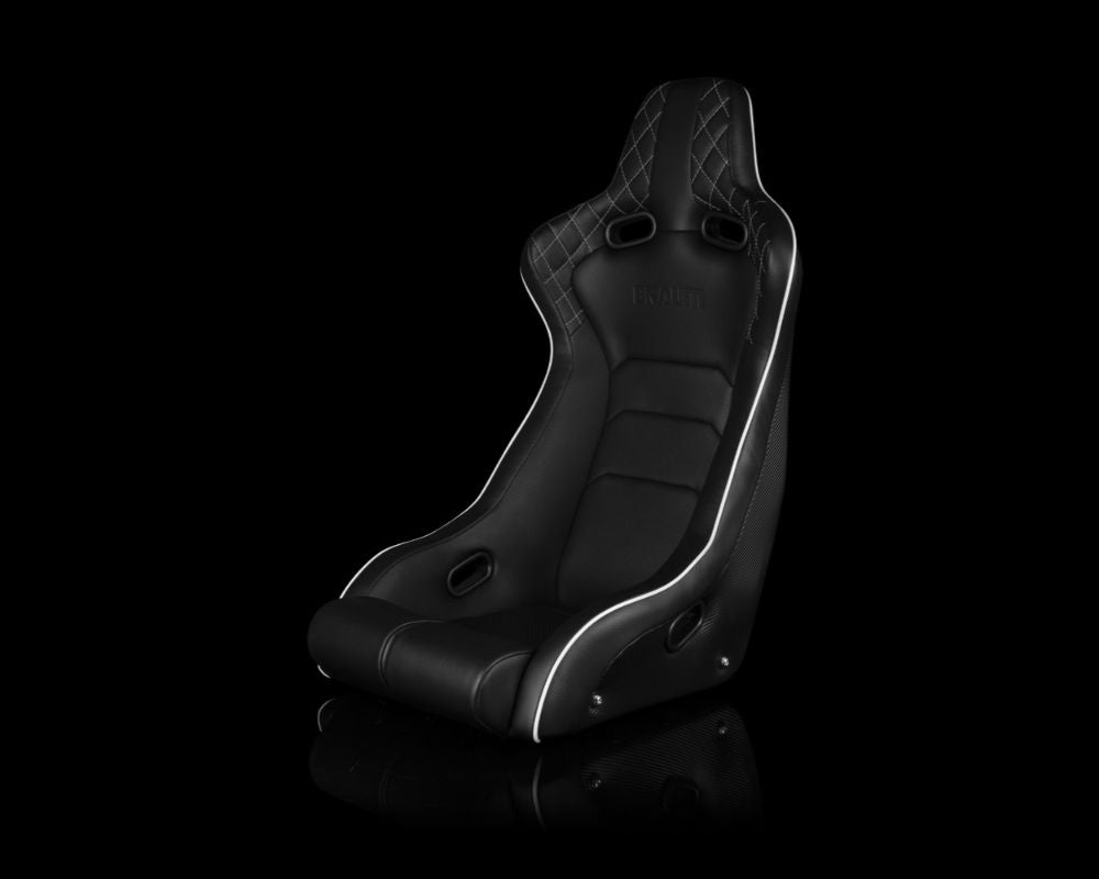 Braum Racing Venom-X Series Fixed Back Bucket Seat - Diamond Edition (White Stitching|Piping)
