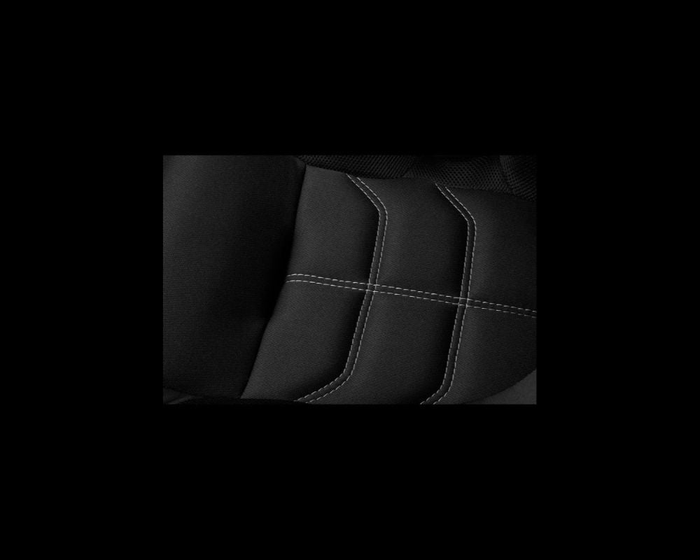 Braum Racing Falcon X Series Fixed Back Racing Seat - Black Polo Cloth (White Stitching|Piping)