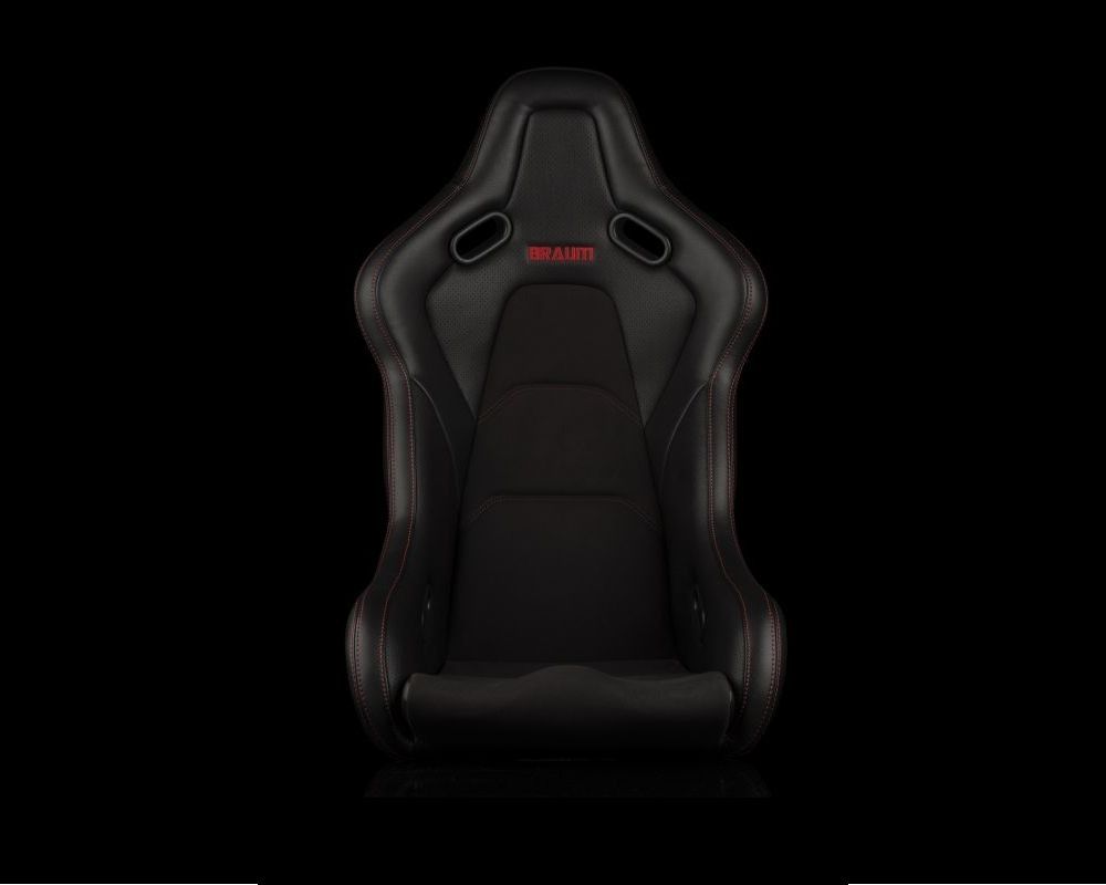 Braum Racing Falcon S Series Fixed Back Racing Seat - (Black Alcantara | Red Stitching)