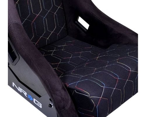 NRG Frp Bucket Seat Multi Color Stitching In Geometric Pattern - Large