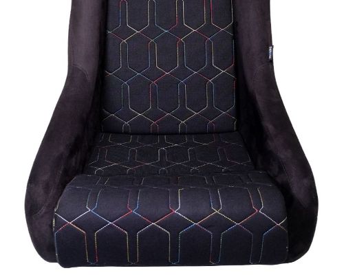 NRG Frp Bucket Seat Multi Color Stitching In Geometric Pattern - Large