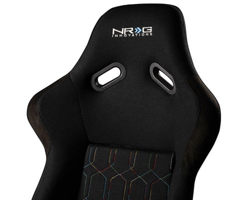 NRG Frp Bucket Seat Multi Color Stitching In Geometric Pattern - Large