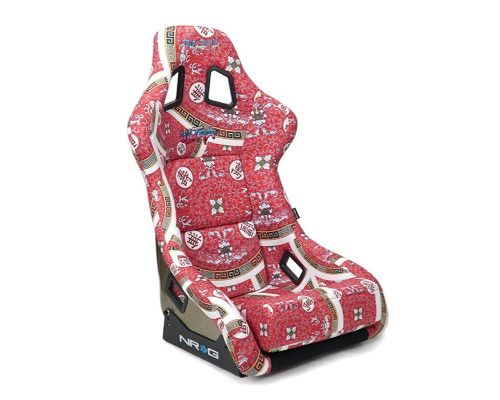 NRG Frp Bucket Seat Prisma- Oriental Longivity Plate ed In Vegan Material Gold Pearlized Back Plus Phone Pockets Large