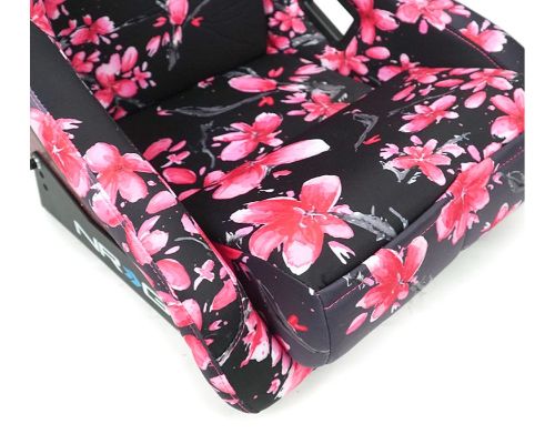 NRG Frp Bucket Seat Prisma- Japanese Cherry Blossom ed In Vegan Material Pink Pearlized Back Plus Phone Pockets Large