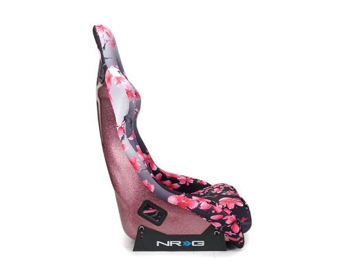 NRG Frp Bucket Seat Prisma- Japanese Cherry Blossom ed In Vegan Material Pink Pearlized Back Plus Phone Pockets Large