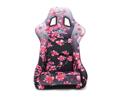 NRG Frp Bucket Seat Prisma- Japanese Cherry Blossom ed In Vegan Material Pink Pearlized Back Plus Phone Pockets Large