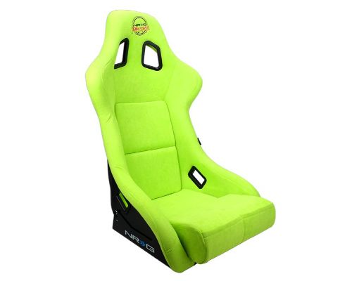 NRG Frp Bucket Seat Prisma ed Pearlized Back All Neon Green Alcantara Vegan Large