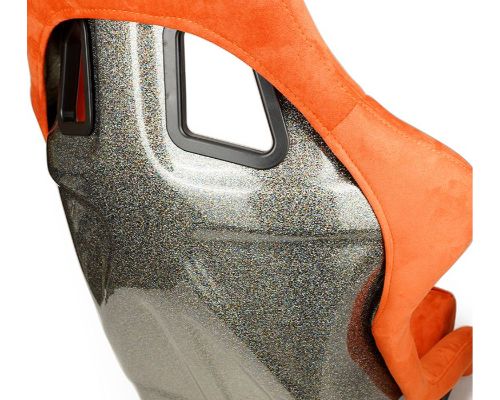 NRG Frp Bucket Seat Ultra ed Grey Peralized Back Orange Vegan Micro Fiber Material Phone Pockets And Special Ultra Embroidery Large