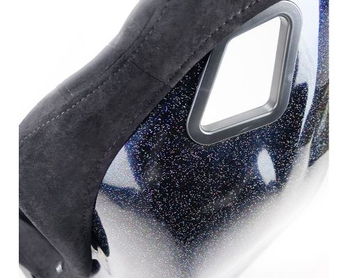 NRG Frp Bucket Seat Prisma ed Pearlized Back All Black Alcantara Vegan Material Medium