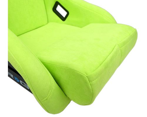 NRG Frp Bucket Seat Prisma ed Pearlized Back All Neon Green Alcantara Vegan Material Phone Pockets Medium