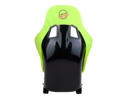 NRG Frp Bucket Seat Prisma ed Pearlized Back All Neon Green Alcantara Vegan Material Phone Pockets Medium