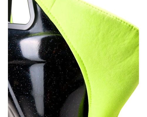 NRG Frp Bucket Seat Prisma ed Pearlized Back All Neon Green Alcantara Vegan Material Phone Pockets Medium