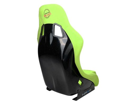 NRG Frp Bucket Seat Prisma ed Pearlized Back All Neon Green Alcantara Vegan Material Phone Pockets Medium