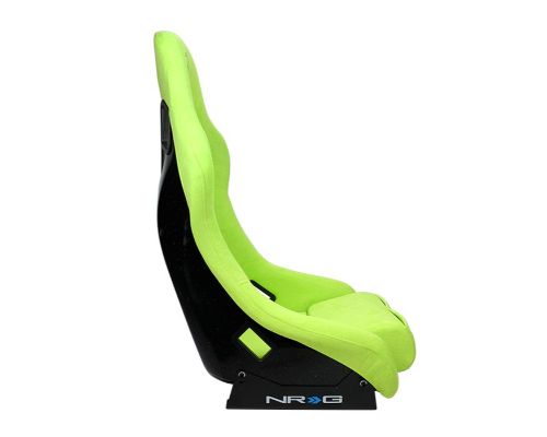 NRG Frp Bucket Seat Prisma ed Pearlized Back All Neon Green Alcantara Vegan Material Phone Pockets Medium