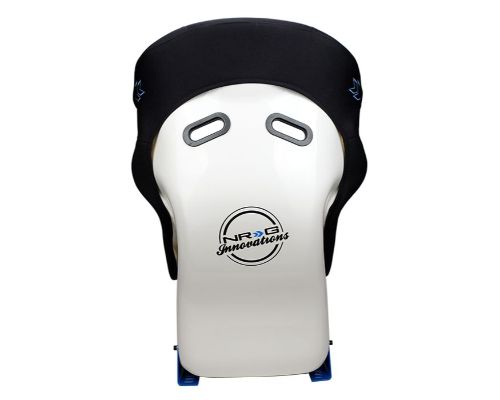 NRG Frp Bucket Seat - White Finish Arrow Embroidery And Blue Side Mount Bracket