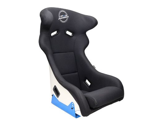 NRG Frp Bucket Seat - White Finish Arrow Embroidery And Blue Side Mount Bracket