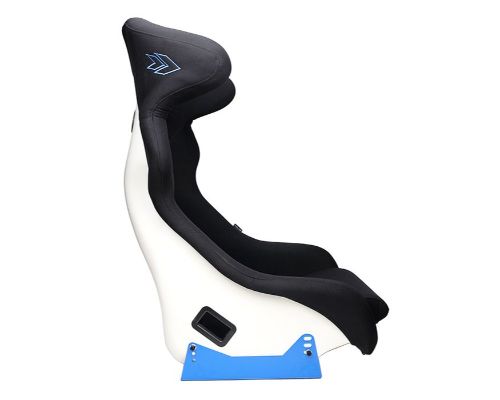 NRG Frp Bucket Seat - White Finish Arrow Embroidery And Blue Side Mount Bracket