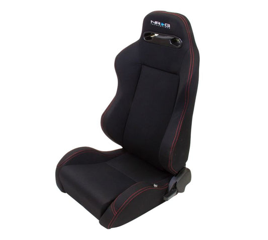 NRG Type-R Cloth Sport Seat Black with Red Stitching