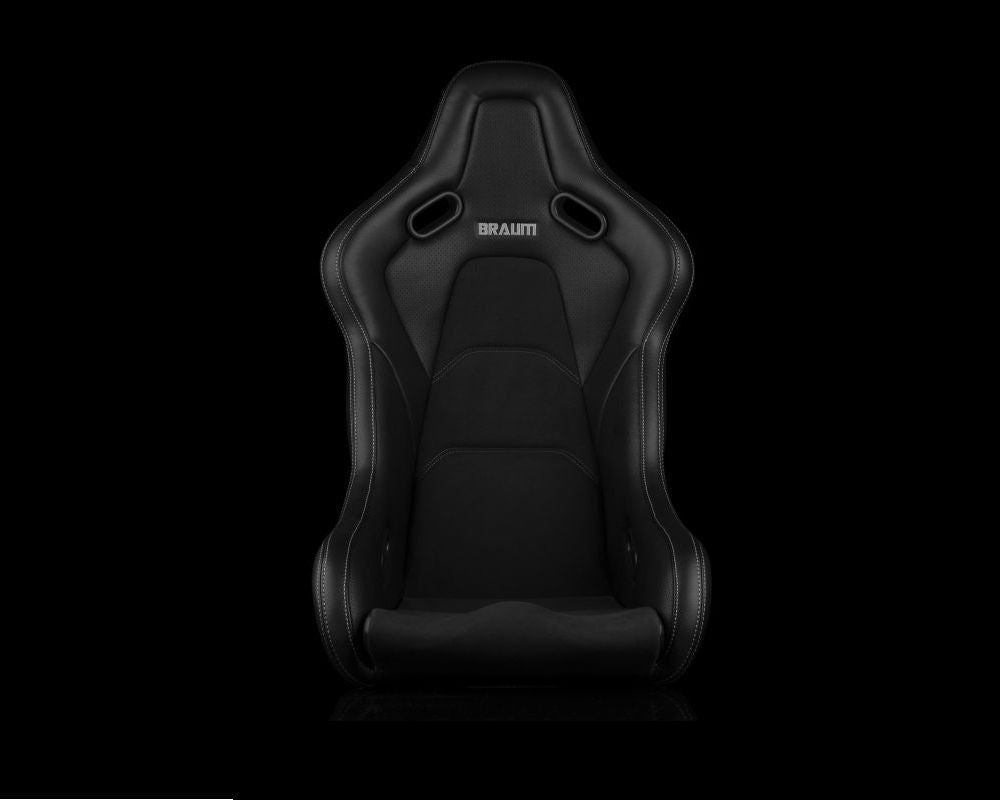 Braum Racing Falcon S Series Fixed Back Racing Seat - (Black Alcantara | White Stitching)