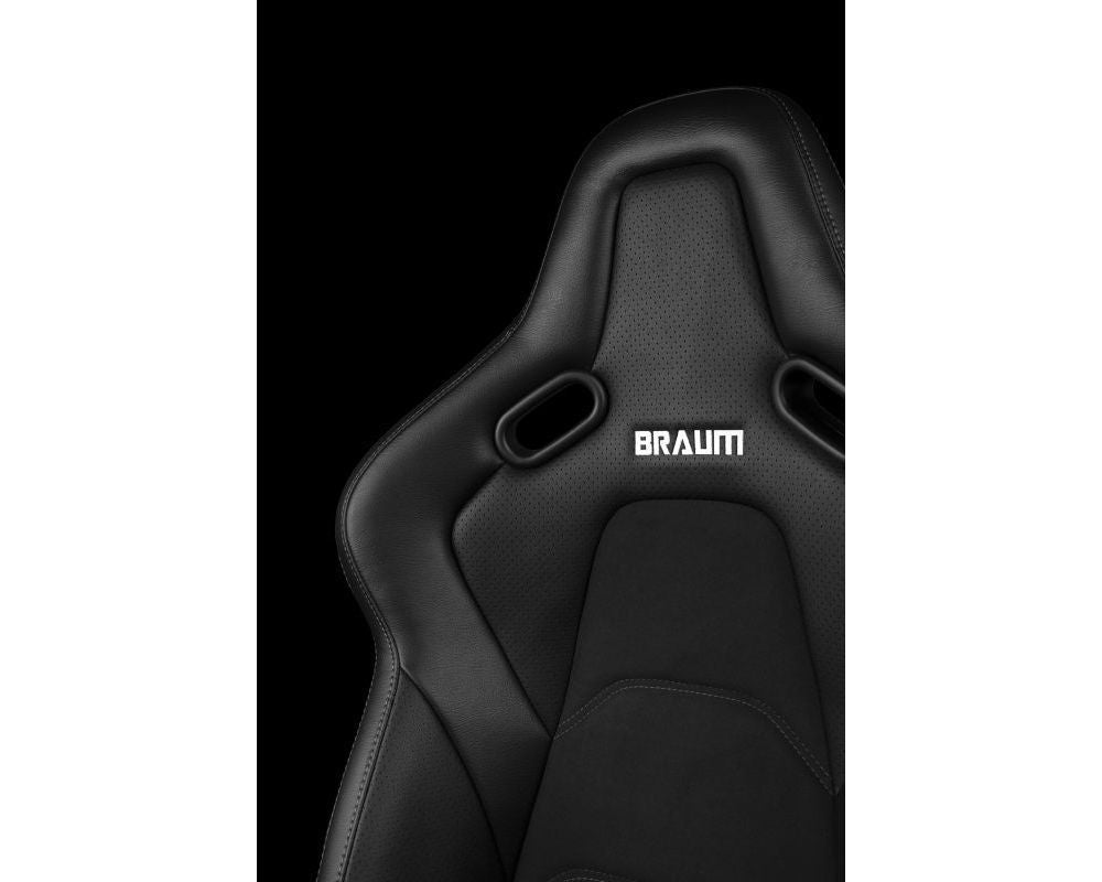 Braum Racing Falcon S Series Fixed Back Racing Seat - (Black Alcantara | White Stitching)