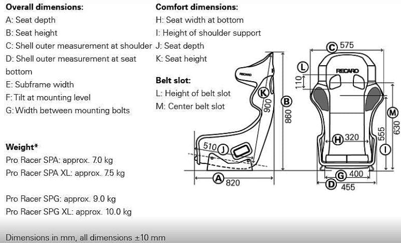 Recaro Pro Racer XL Racing Seat SPA (Kevlar-Carbon Fiber) Velour Black