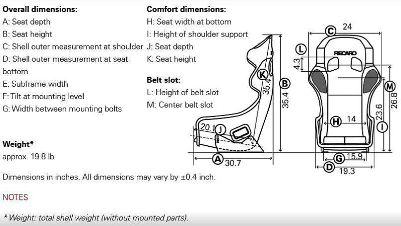 Recaro Pro Racer XL ORV Racing Seat SPG (GFRP) Vinyl Black