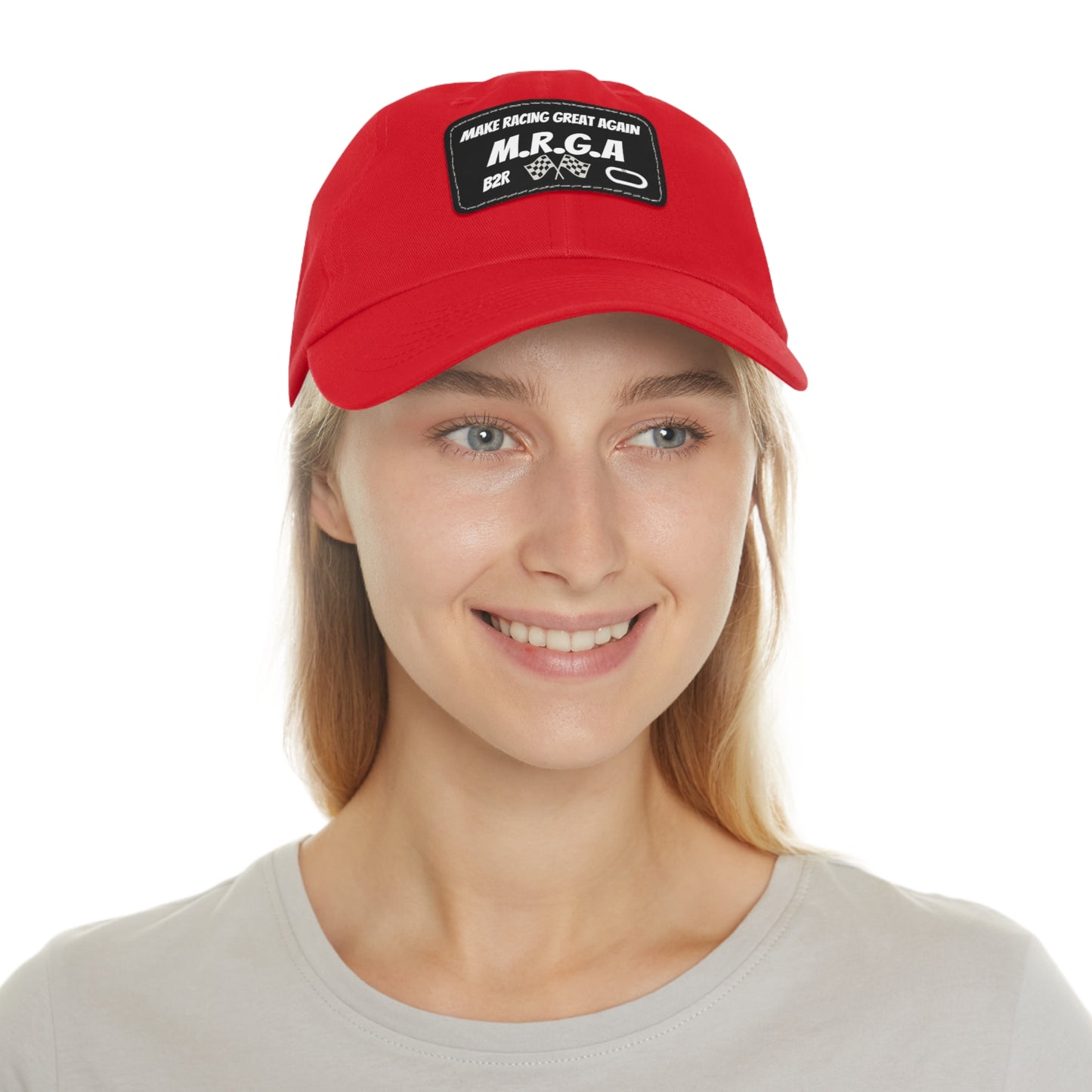 Make Racing Great Again (M.R.G.A) Dad Hat with Leather Patch, For Racing Fans, Gift for Father's Day, 4th of July