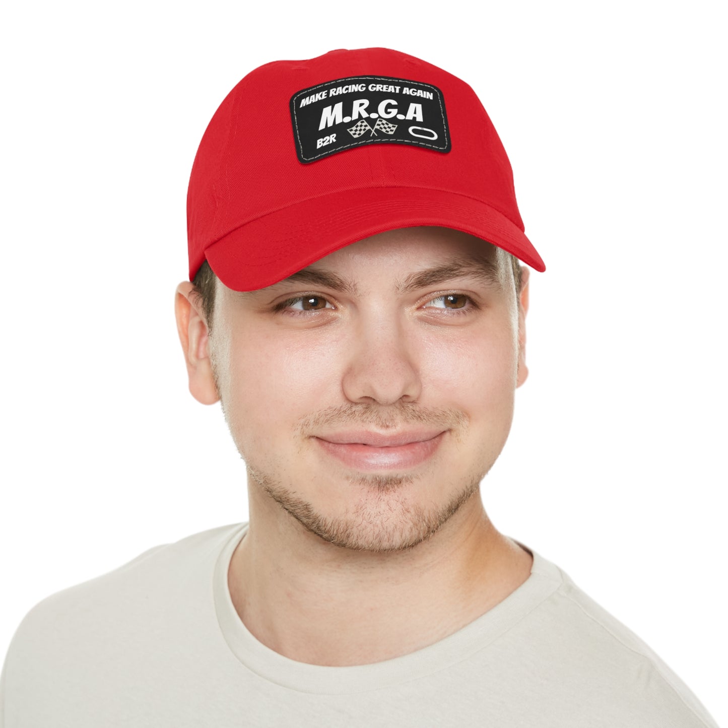 Make Racing Great Again (M.R.G.A) Dad Hat with Leather Patch, For Racing Fans, Gift for Father's Day, 4th of July