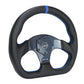 NRG Carbon Fiber Steering Wheel (320mm) Blue CF Center w/Blue Stitch Blue Center Mark Flat Bottom