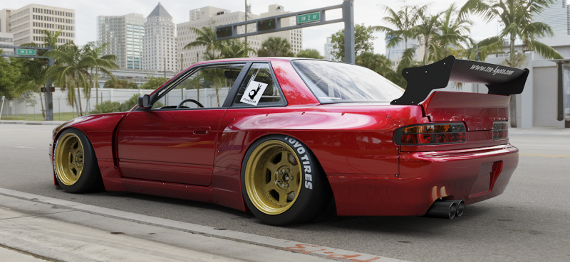 GReddy 89-94 Nissan 240SX Coupe w/ Silvia Headlights Pandem S13 Full Wide-Body Aero Kit w/o GT Wing