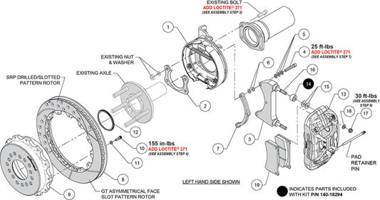 Wilwood New Big Ford XRS4R Rear Big Brake Kit - 14.00in Slotted Rotor - 2.50in Offset - Red